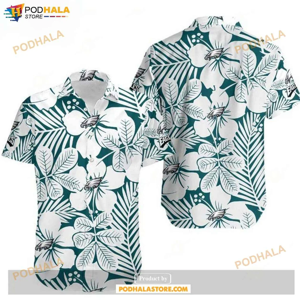Vintage Floral Eagles Hawaiian Shirt, Tropical Hibiscus Design For Summer Fun