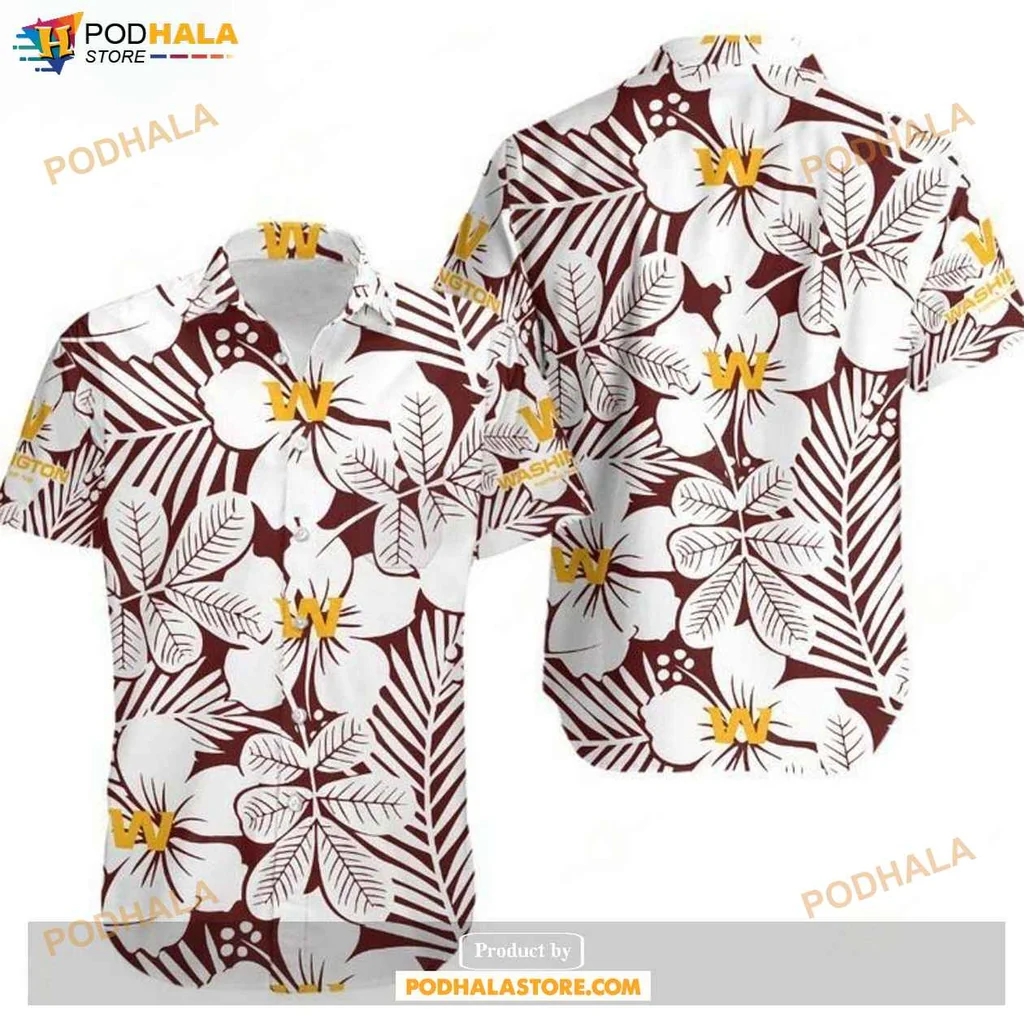 Vintage Floral Hawaiian Shirt, Maroon Hibiscus And Tropical Leaves Design