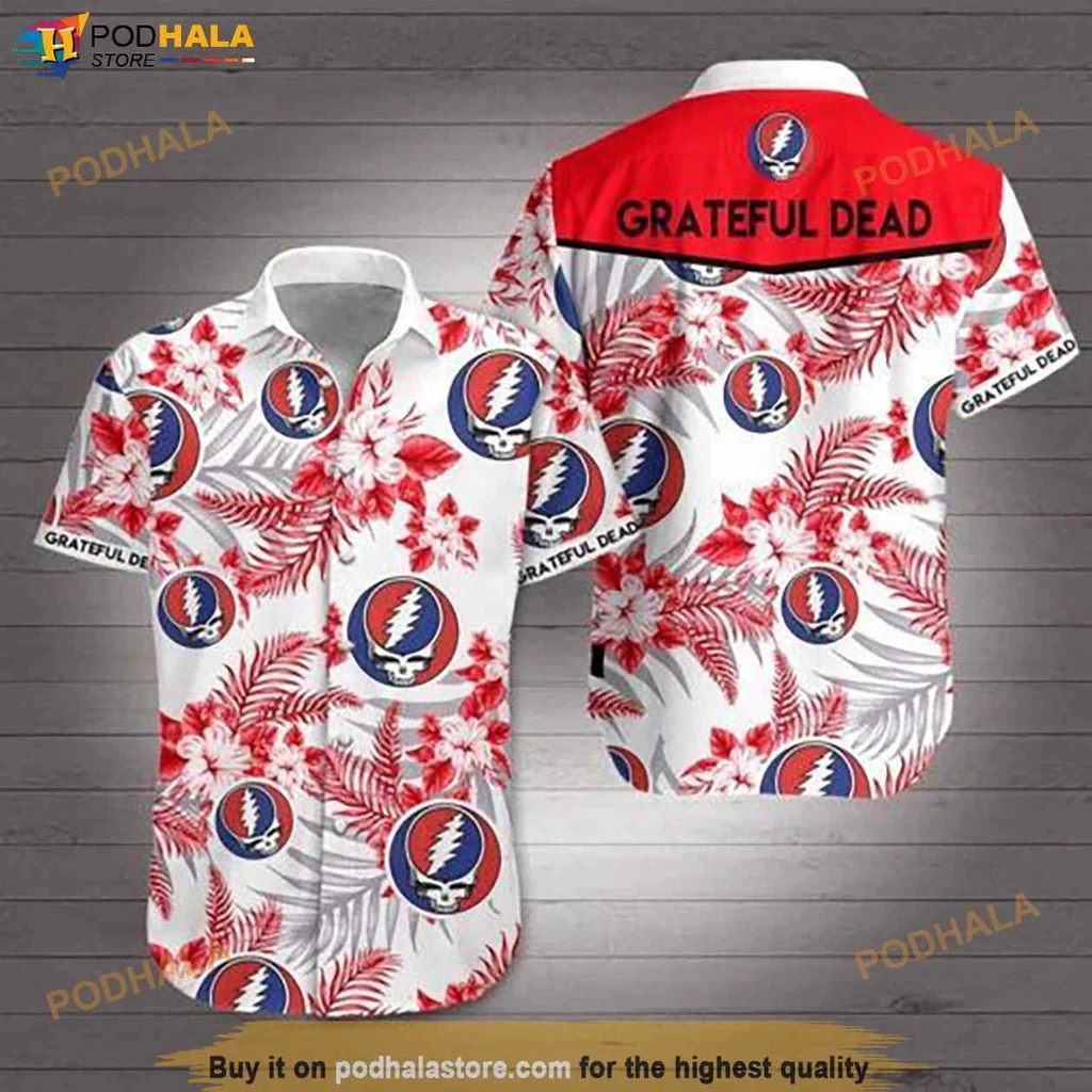 Vintage Grateful Dead Aloha Shirt, Vibrant Tropical Design For Summer Fun