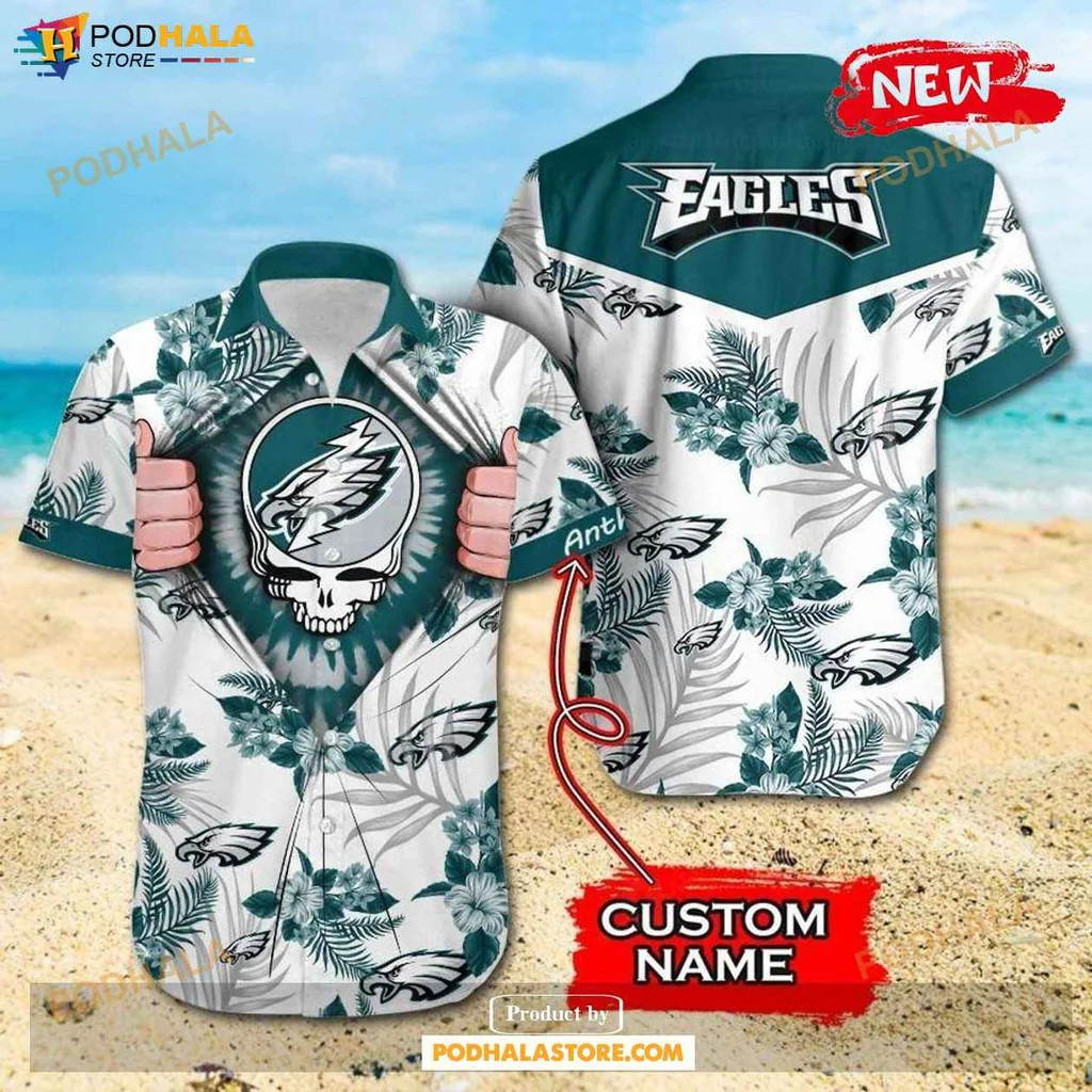 Vintage Grateful Dead Hawaiian Shirt, Personalized Philadelphia Eagles Gift For Fans
