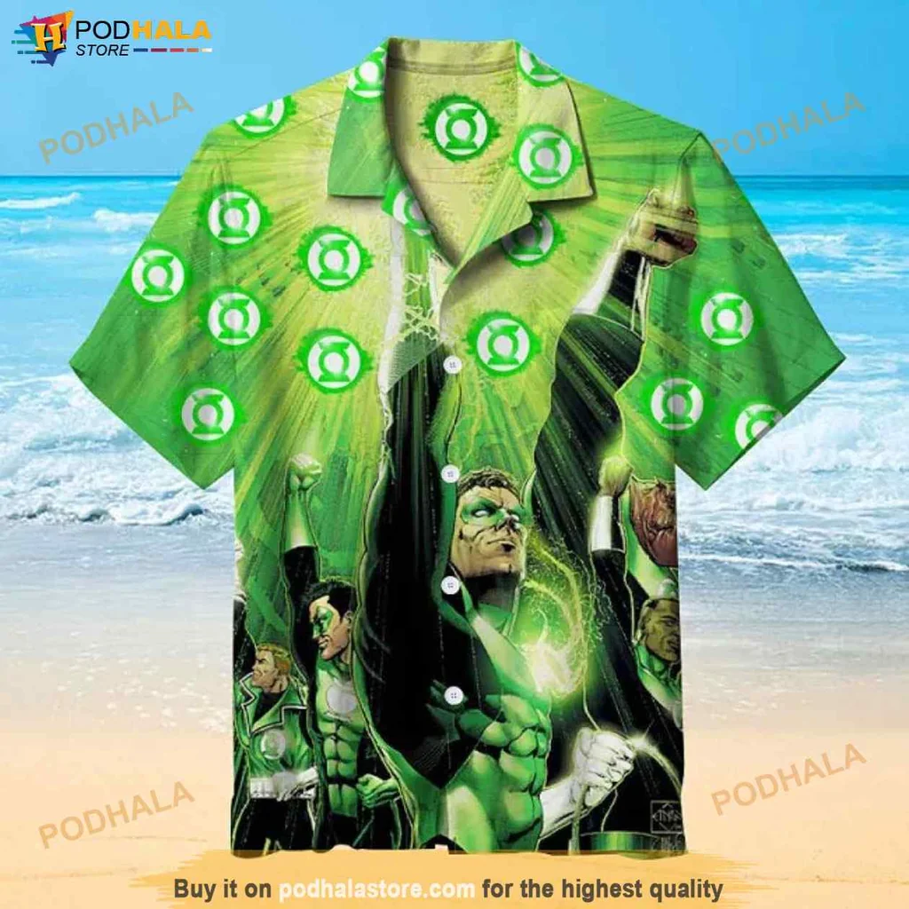Vintage Green Lantern Hawaiian Shirt, Comic Book Hero Design For Fans