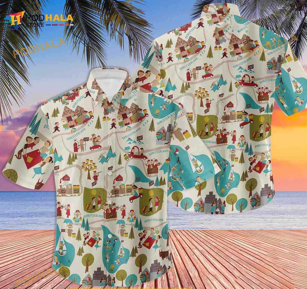 Vintage Hawaiian Beach Scenes Shirt With Tropical Vibes And Whimsical Design