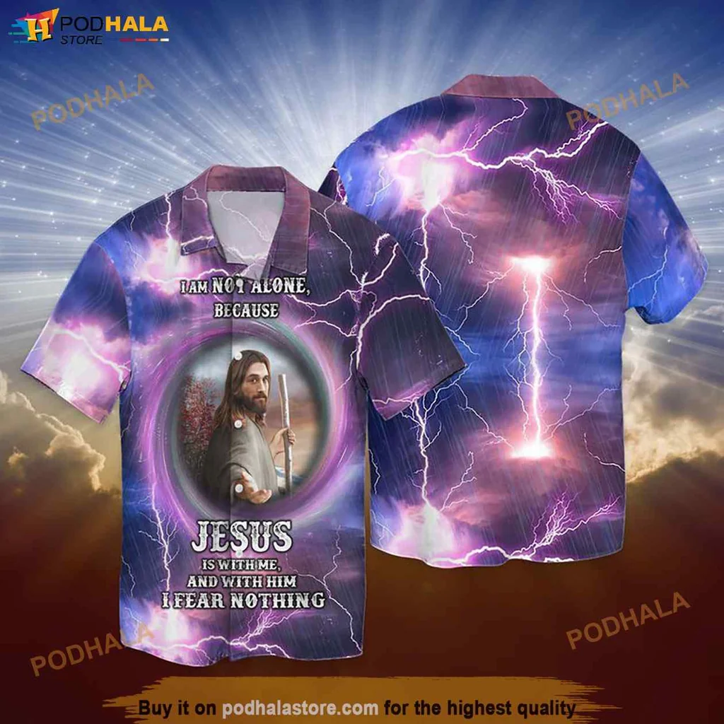 Vintage Jesus Comfort Hawaiian Shirt, I Am Not Alone With Him I Fear Nothing