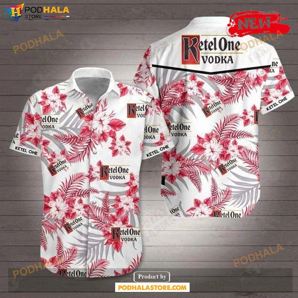 Vintage Ketel One Aloha Shirt, Tropical Summer Shirt For Beach Lovers
