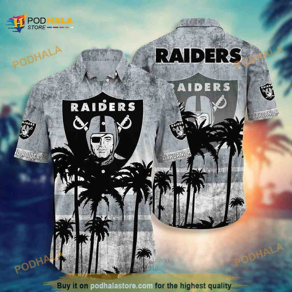 Vintage Las Vegas Raiders Hawaiian Shirt With Retro Football Helmet Design