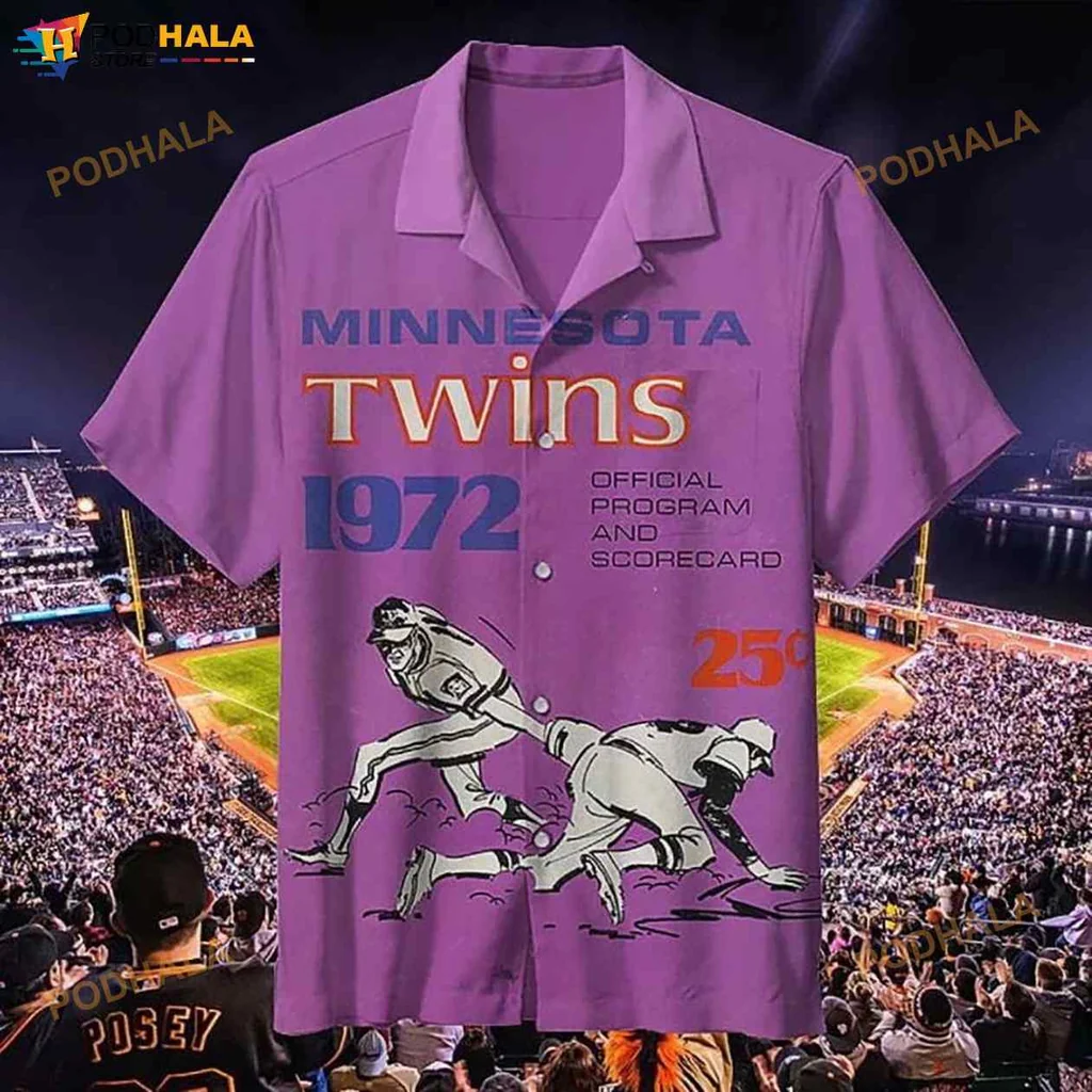 Vintage Minnesota Twins Hawaiian Shirt, Retro Baseball Design 1972