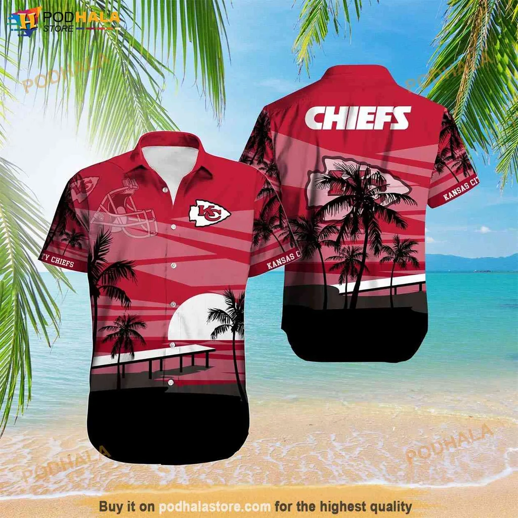 Vintage Palm Tree Hawaiian Shirt, Kansas City Chiefs Summer Design With Palm Trees