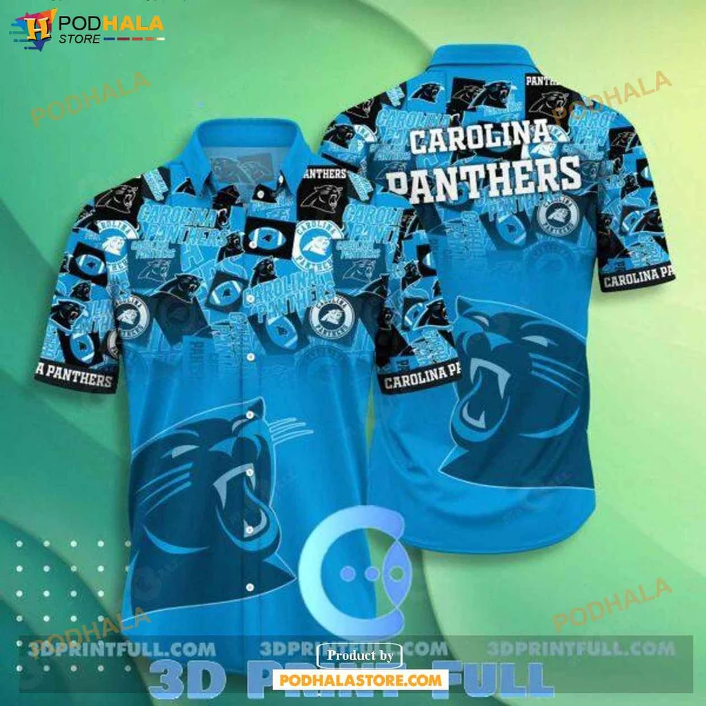 Vintage Panthers Fan Hawaiian Shirt, Carolina Panthers Tropical Design For Fans