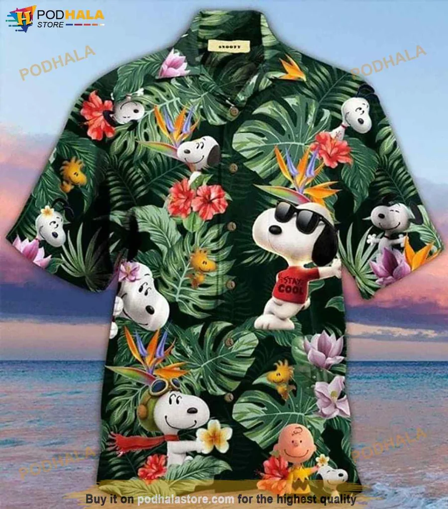 Vintage Peanuts Aloha Hawaiian Shirt, Colorful Snoopy Tropical Design Shirt