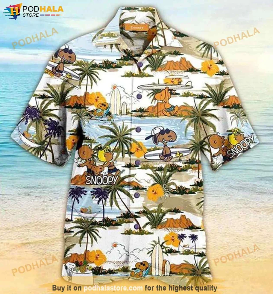 Vintage Peanuts Beach Hawaiian Shirt, Snoopy And Friends Cartoon Design For Summer Fun