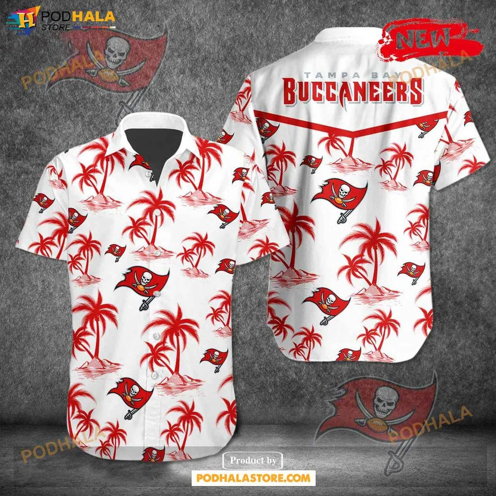 Vintage Pirate Skull Hawaiian Shirt, Tampa Bay Buccaneers Tropical Design Shirt
