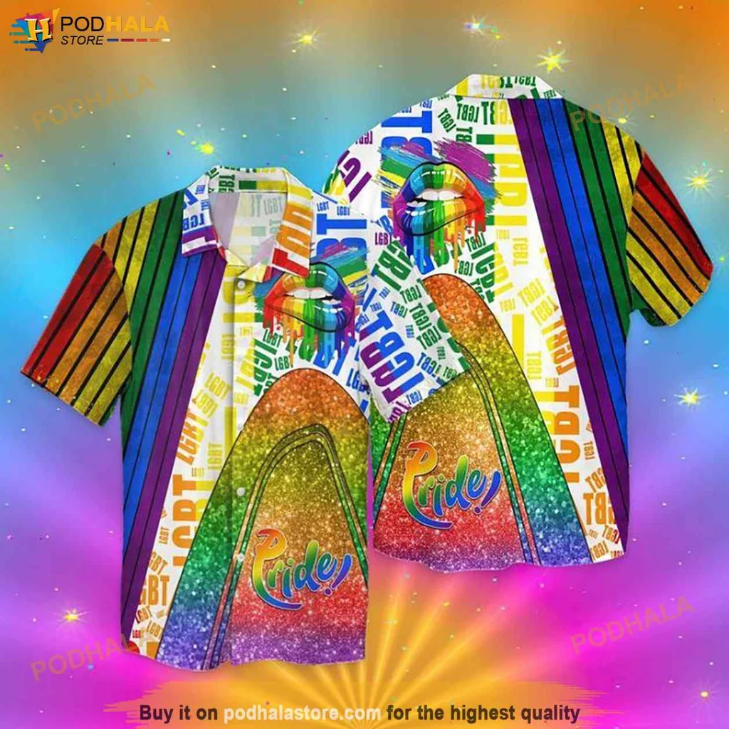 Vintage Rainbow Pride Hawaiian Shirt, Funny Tropical Shirt For Lgbtq+ Supporters