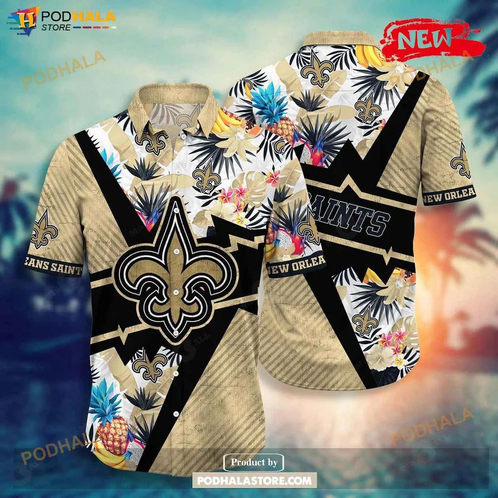 Vintage Saints Aloha Shirt, Personalized New Orleans Saints Floral Summer Shirt