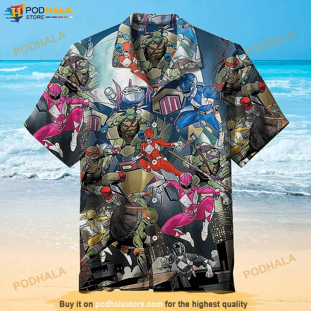 Vintage Science Ninja Turtlee Hawaiian Shirt, Vibrant Comic Book Design For Fans