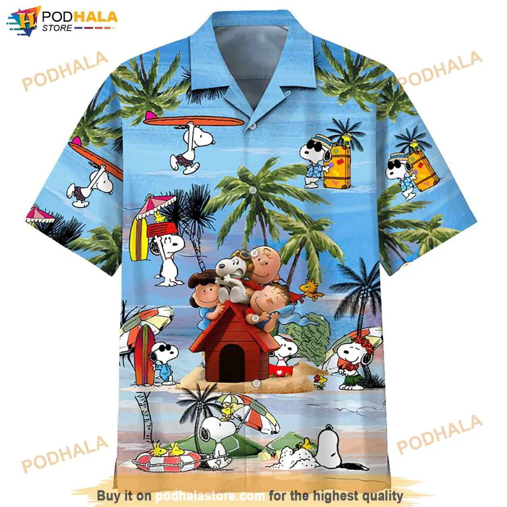 Vintage Snoopy Summer Hawaiian Shirt, Vibrant Tropical Design With Friends Surfing