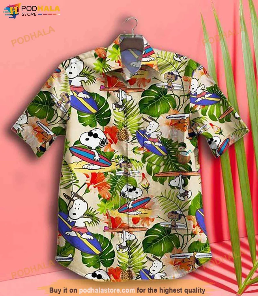Vintage Snoopy Tropical Hawaiian Shirt, Fun Surf Design For Beach Lovers