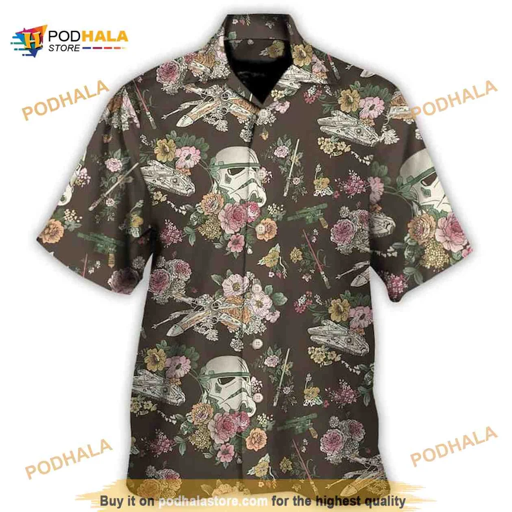 Vintage Star Wars Stormtrooper Hawaiian Shirt With Floral Design