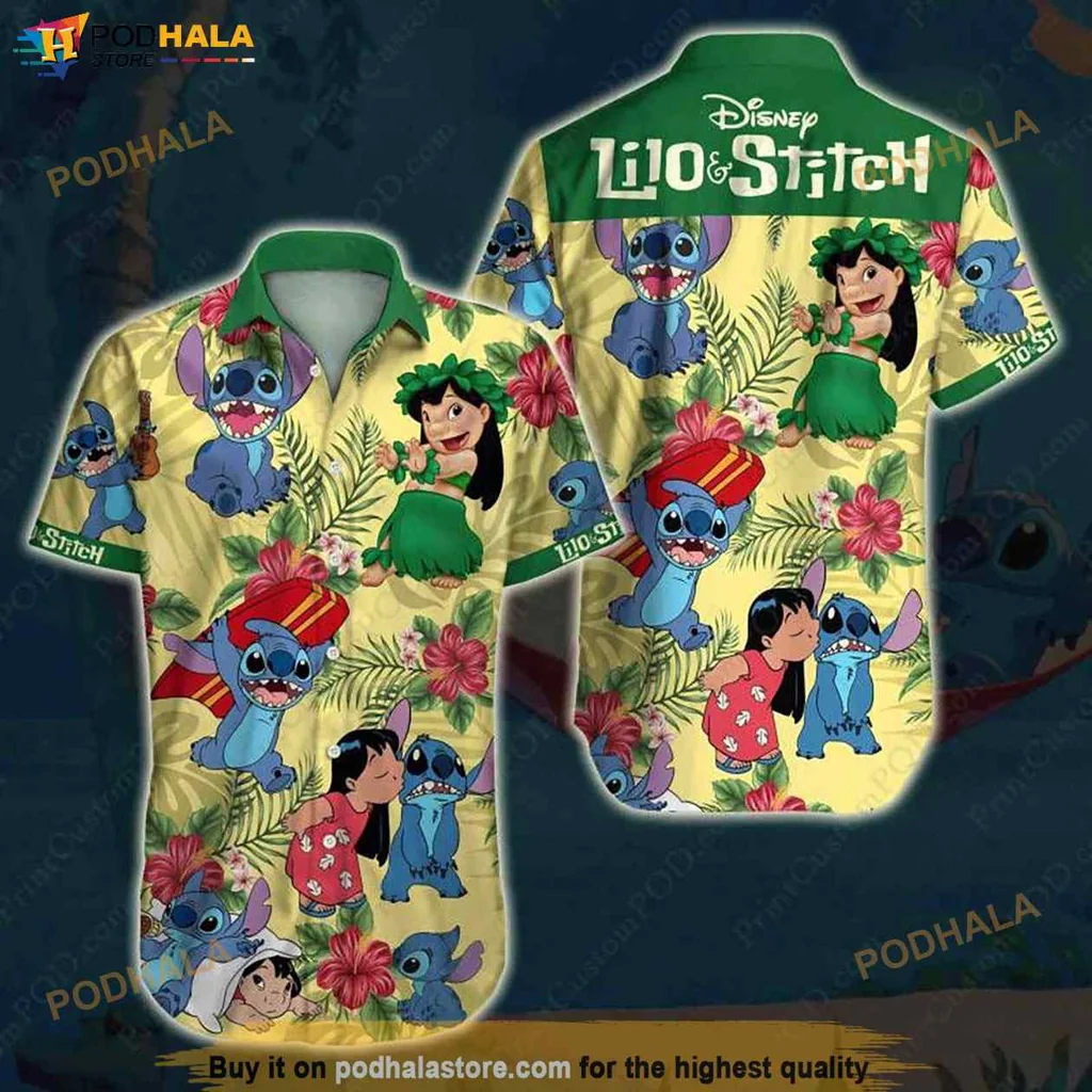 Vintage Stitch Tropical Hawaiian Shirt, Colorful Lilo And Stitch Design For Summer Fun