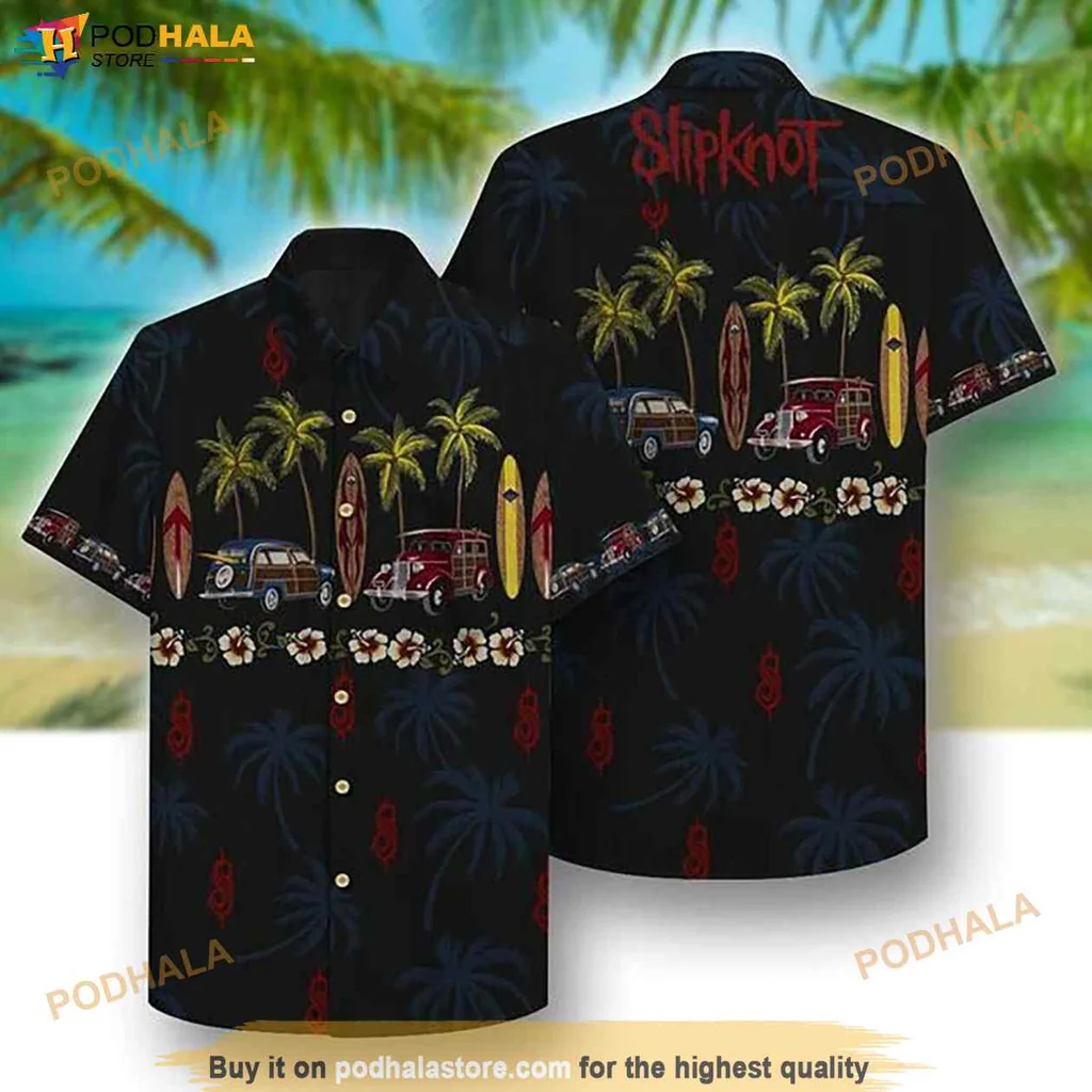 Vintage Surfboard Tropical Hawaiian Shirt, Slipknot Rock Beach Vibe Design