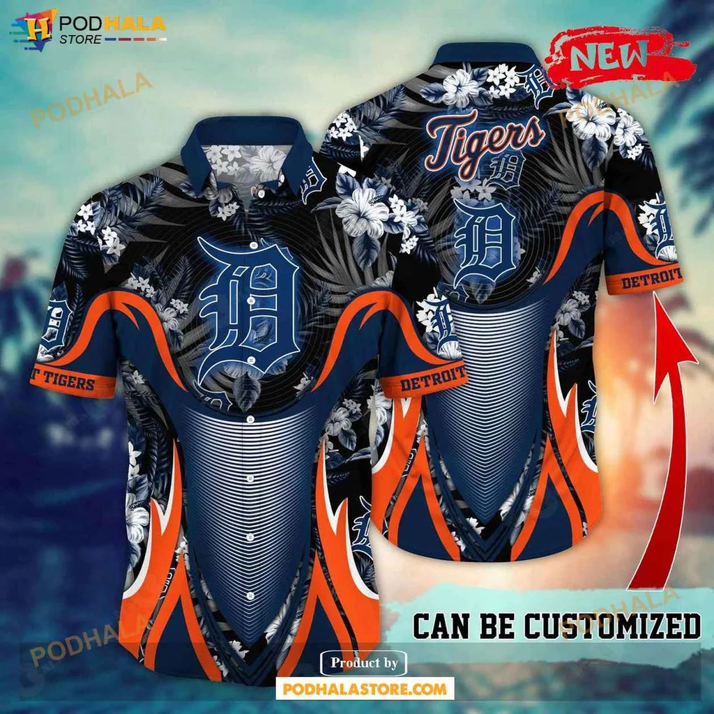 Vintage Tigers Aloha Shirt, Detroit Tigers Floral Summer Shirt For Baseball Fans