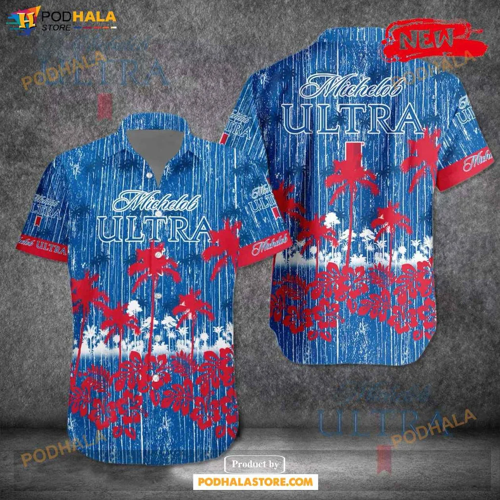 Vintage Tropical Aloha Shirt, Vibrant Blue Palm Tree Design Summer Shirt