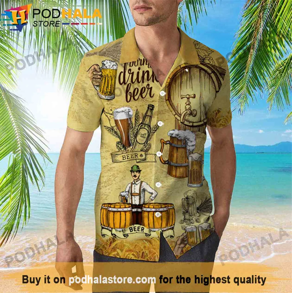 Vintage Tropical Beer Hawaiian Shirt, Fun Gifts For Craft Beer Lovers