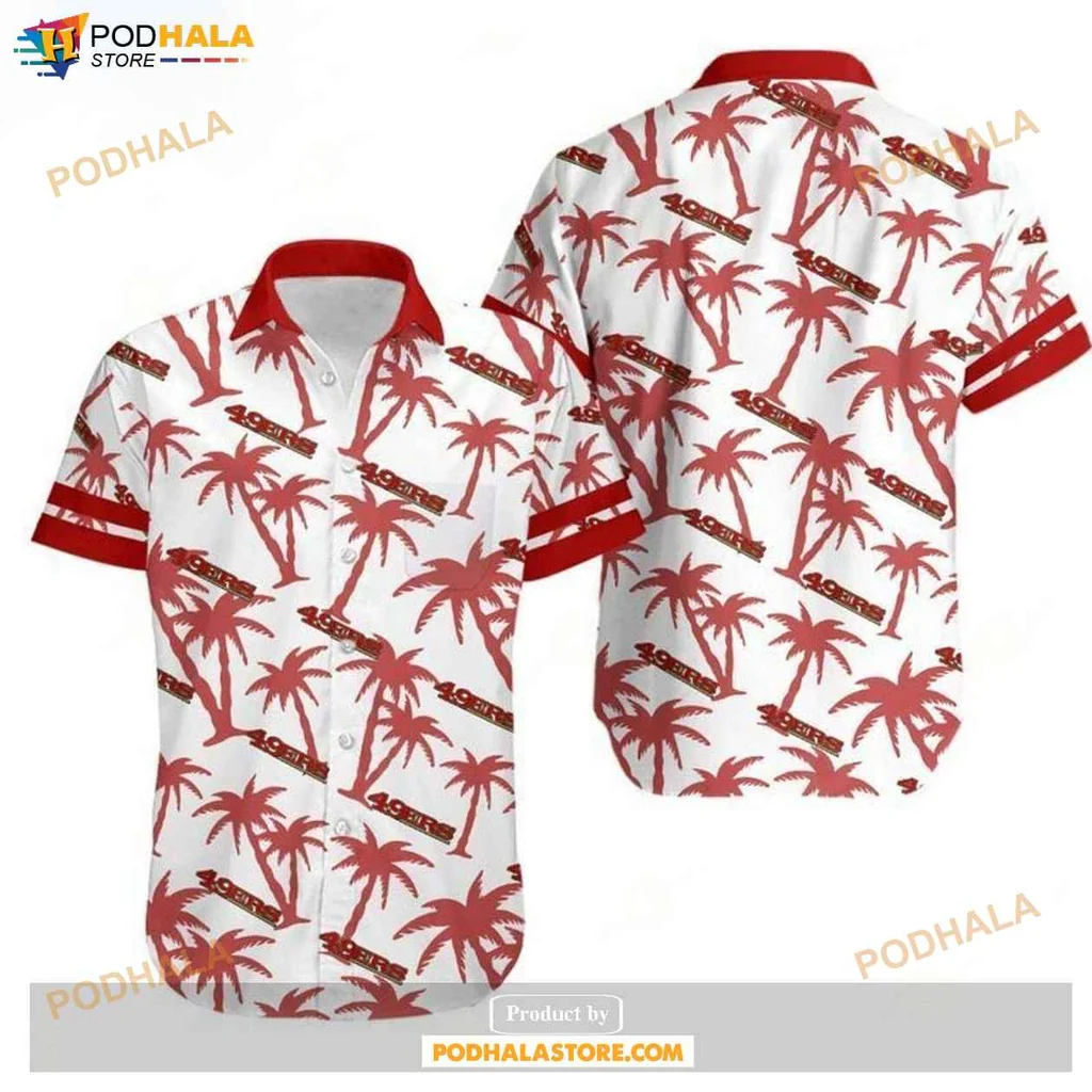 Vintage Tropical Fans Hawaiian Shirt San Francisco 49ers Palm Tree Summer Tee