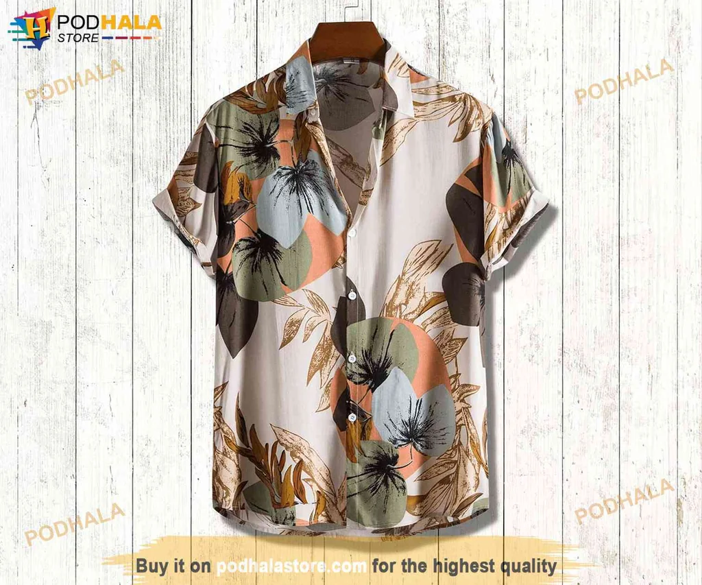 Vintage Tropical Floral Hawaiian Shirt, Vibrant Summer Button Down Design