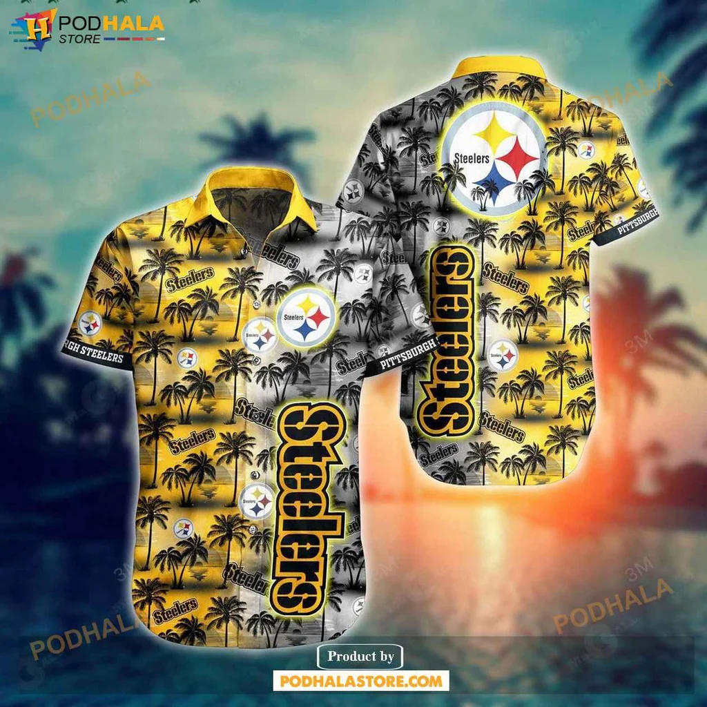 Vintage Tropical Steelers Hawaiian Shirt, Vibrant Summer Design For Fans