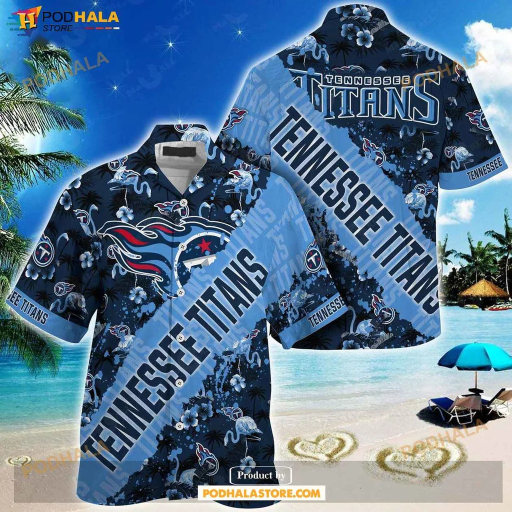 Vintage Tropical Titans Hawaiian Shirt, Nfl Summer Design With Palm Trees And Ocean Waves