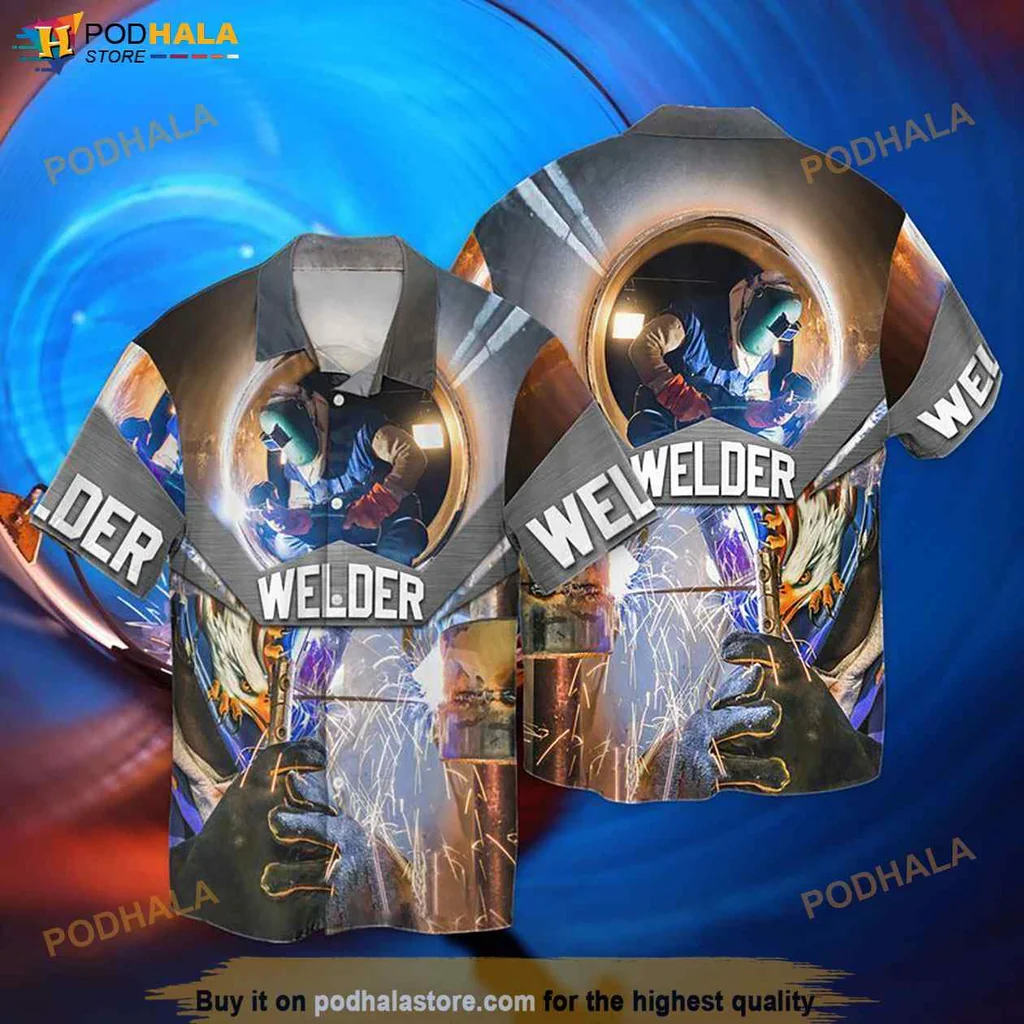 Vintage Welder Enthusiast Hawaiian Shirt, Funny Welding Graphic Design For Men