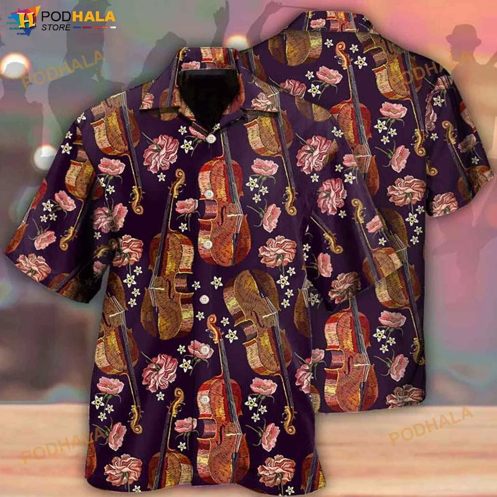 Violin Floral Classic Hawaiian Shirt With Vibrant Flower Design