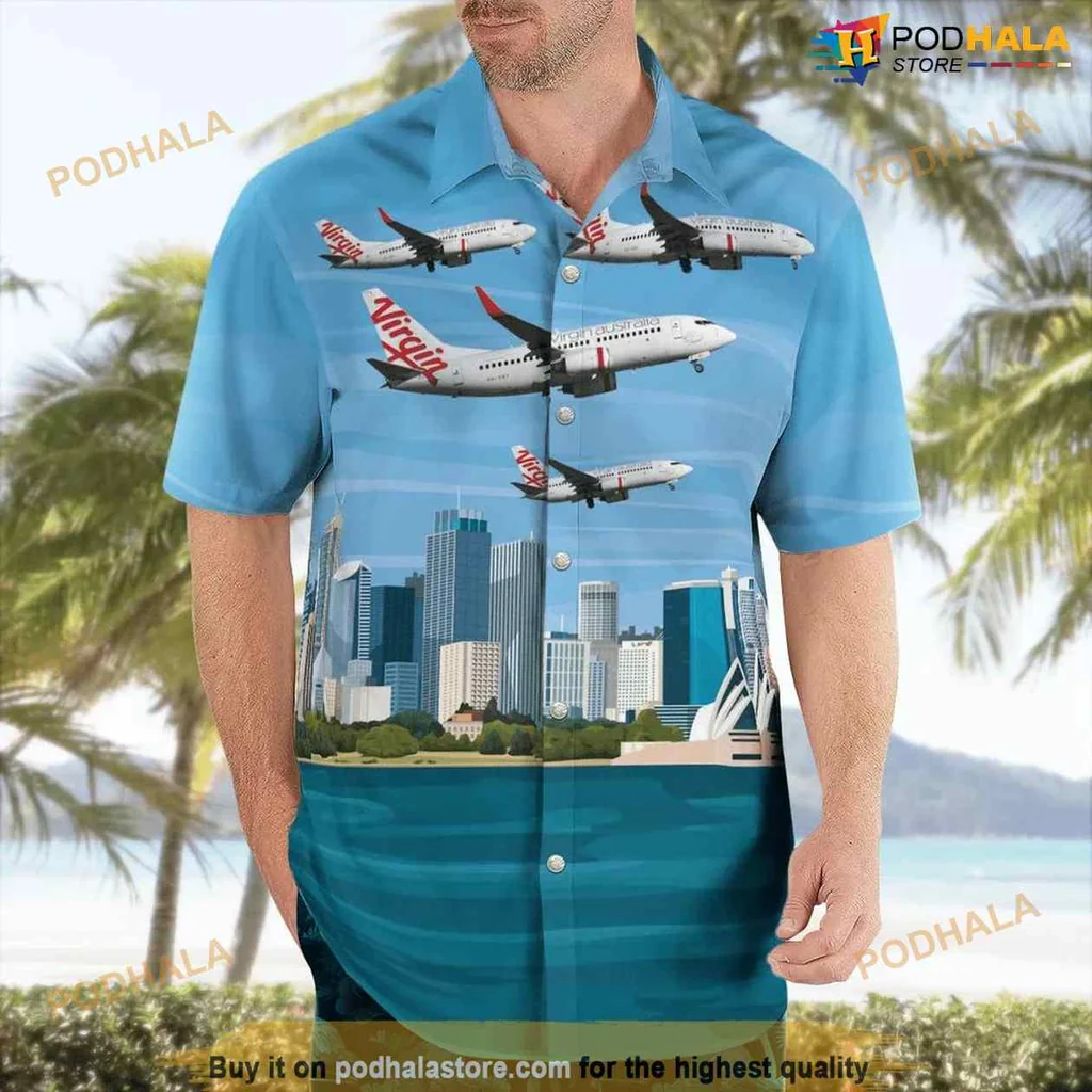 Virgin Australia Aviation Hawaiian Shirt Featuring Boeing 737 700 Design