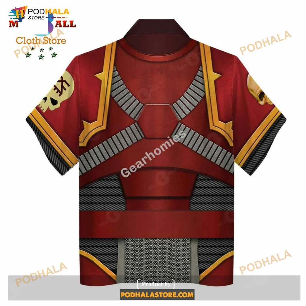 Warhammer 40k Aloha Shirt With Bold Armor Design And Skulls Warhammer 40k Aloha Shirt With Bold Armor Design And Skulls