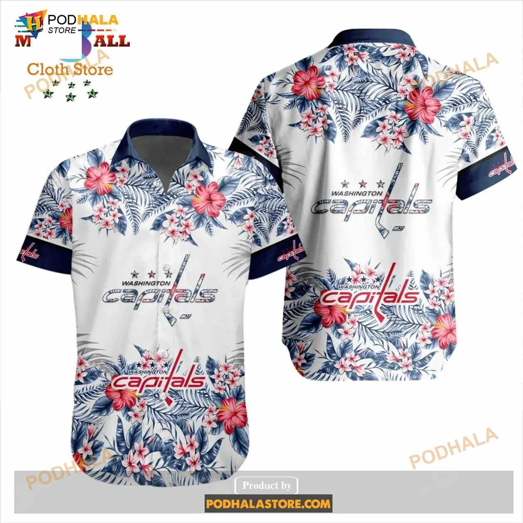 Washington Capitals Floral Aloha Shirt With Hibiscus Design Washington Capitals Floral Aloha Shirt With Hibiscus Design