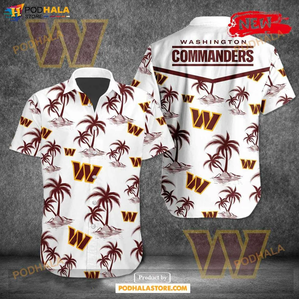 Washington Commanders Hawaiian Shirt, Tropical Palm Design With Team Logo
