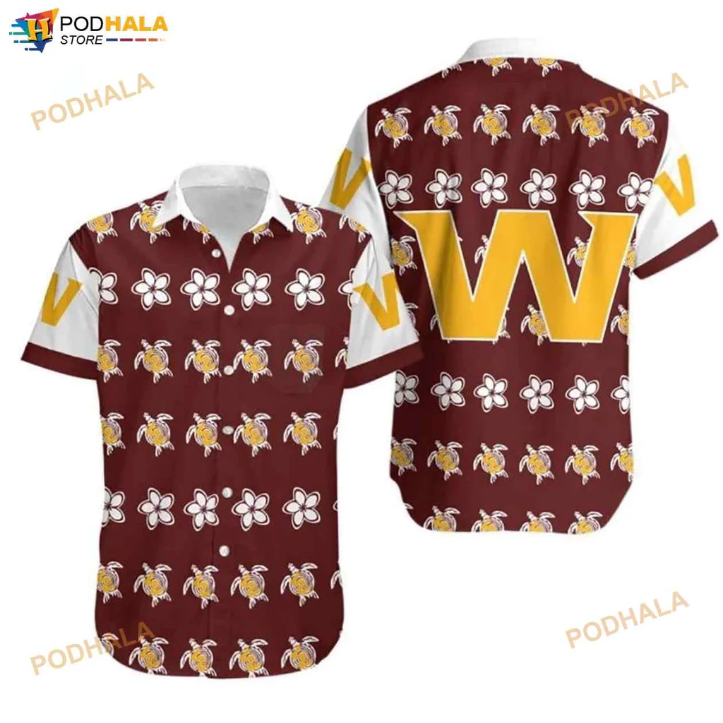 Washington Football Team Turtle Hawaiian Shirt With Playful Tropical Design