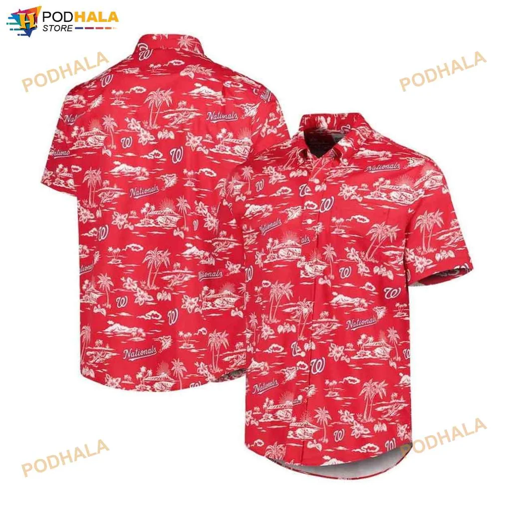 Washington Nationals Tropical Hawaiian Shirt With Vibrant Red Design
