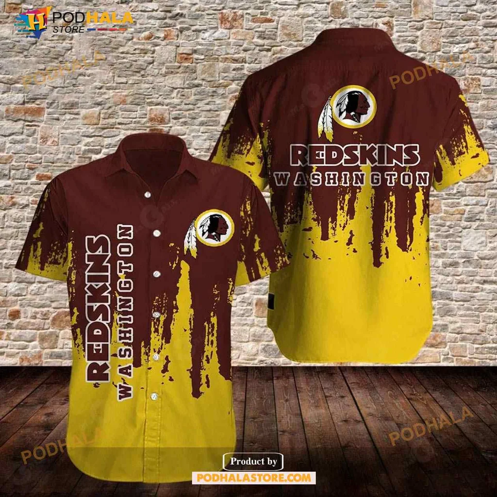 Washington Redskins Fan Hawaiian Shirt With Bold Design And Paint Splatter Effect