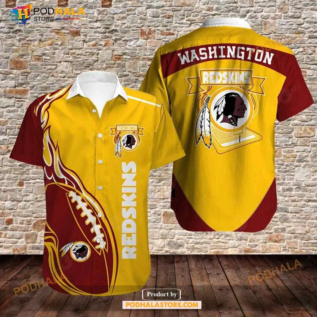 Washington Redskins Fan Hawaiian Shirt With Bold Logo And Football Design