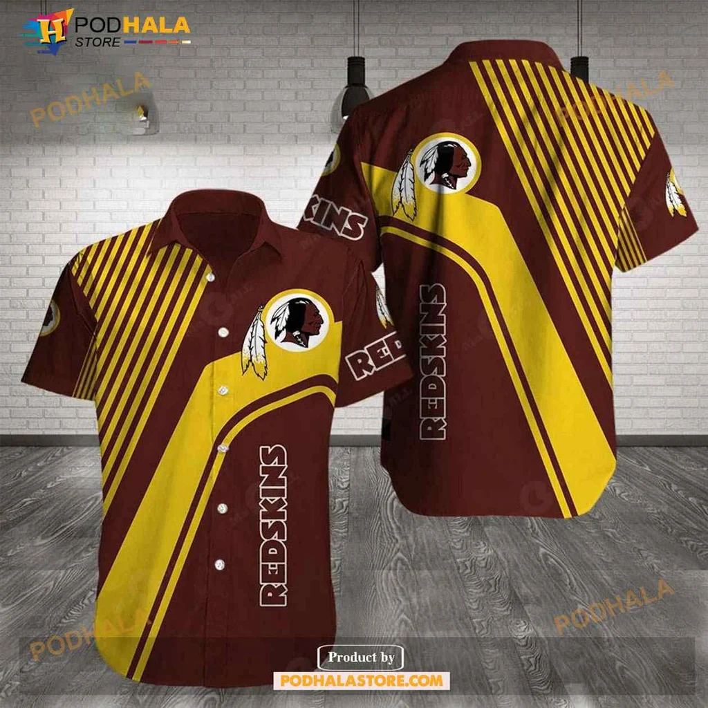 Washington Redskins Fan Hawaiian Shirt With Bold Maroon And Gold Design