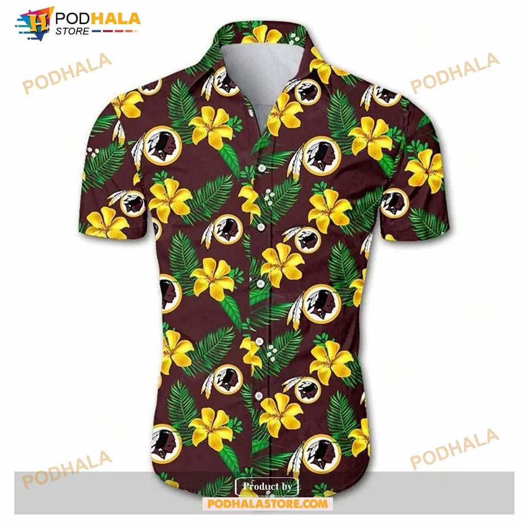 Washington Redskins Tropical Hawaiian Shirt With Hibiscus Flowers