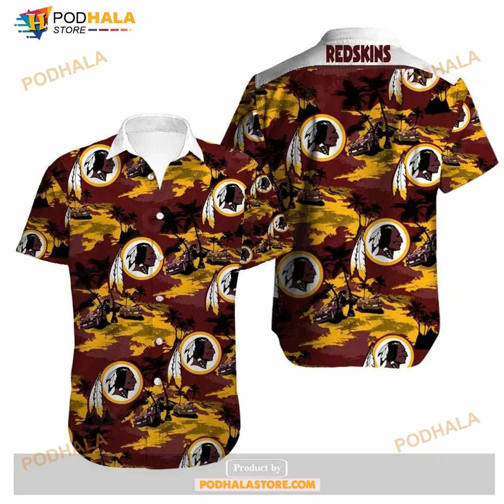 Washington Redskins Tropical Shirt Featuring Native American Warrior Design