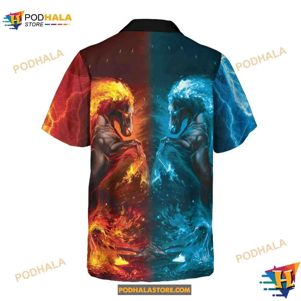 Water Fire Horse Short-sleeve button-up shirt, Unique Hawaiian Shirt For Horse Lovers Water Fire Horse Short-sleeve button-up shirt, Unique Hawaiian Shirt For Horse Lovers