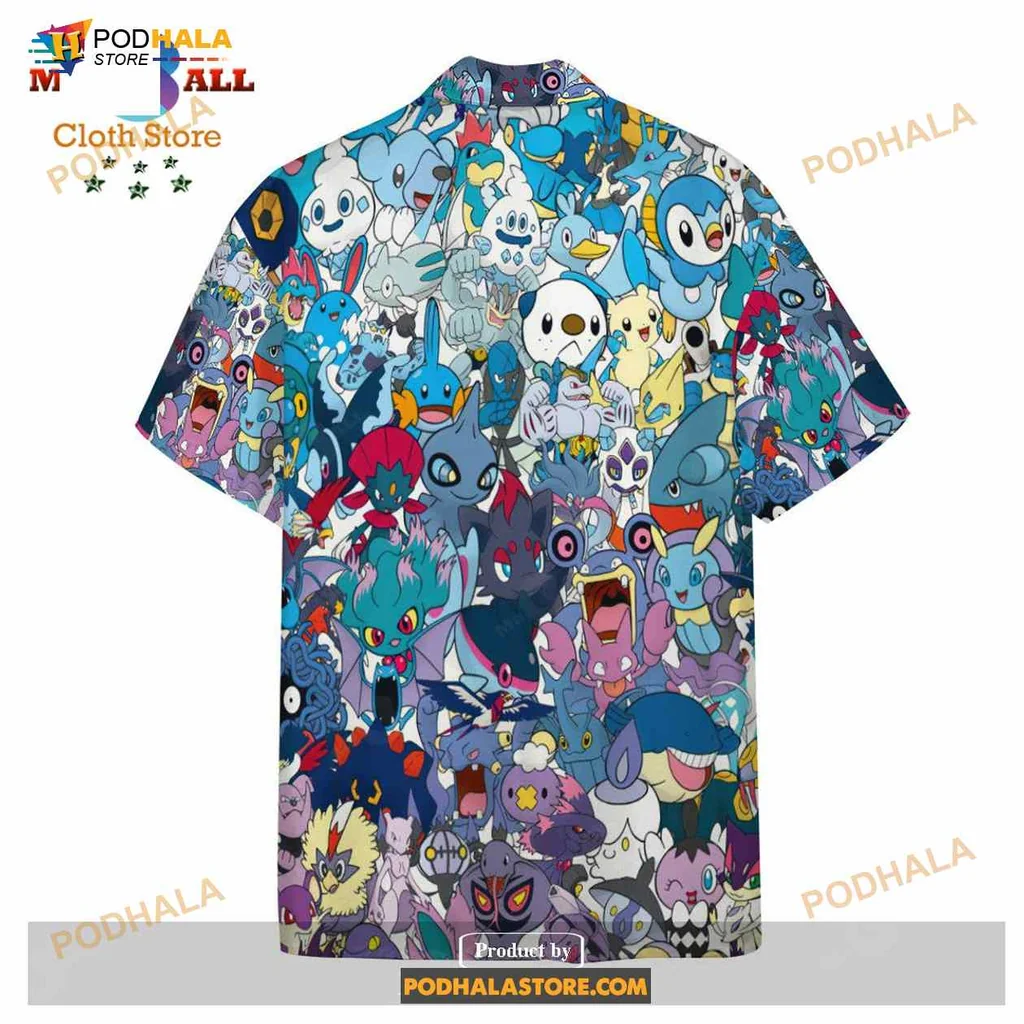 Water Type Pokemon Aloha Shirt Featuring Squirtle And Gyarados Water Type Pokemon Aloha Shirt Featuring Squirtle And Gyarados