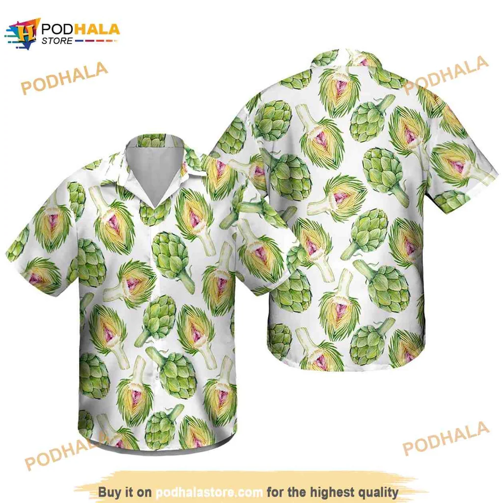 Watercolor Artichoke Hawaiian Shirt With Vibrant Tropical Design