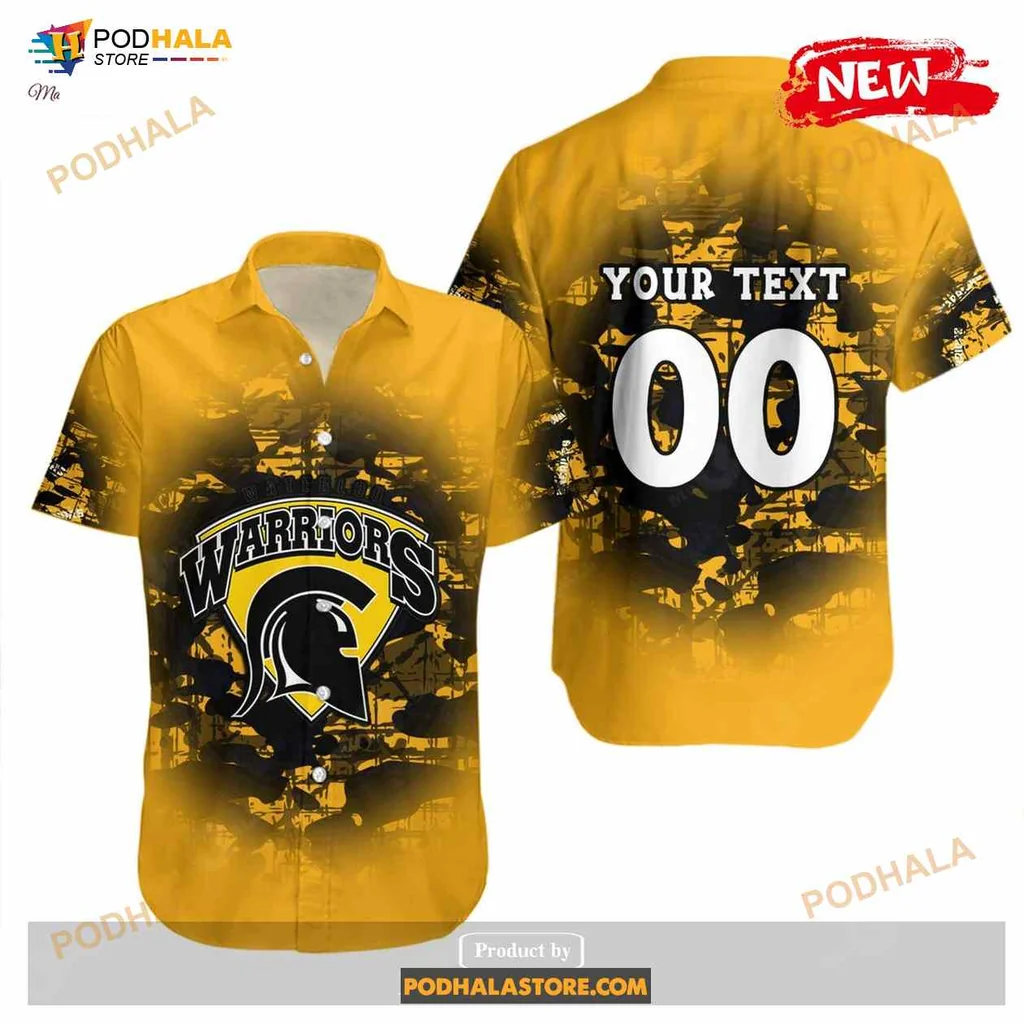 Waterloo Warriors Camouflage Hawaiian Shirt With Personalized Text