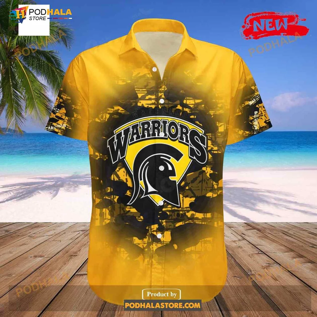 Waterloo Warriors Camouflage Aloha Shirt With Personalized Text Waterloo Warriors Camouflage Aloha Shirt With Personalized Text
