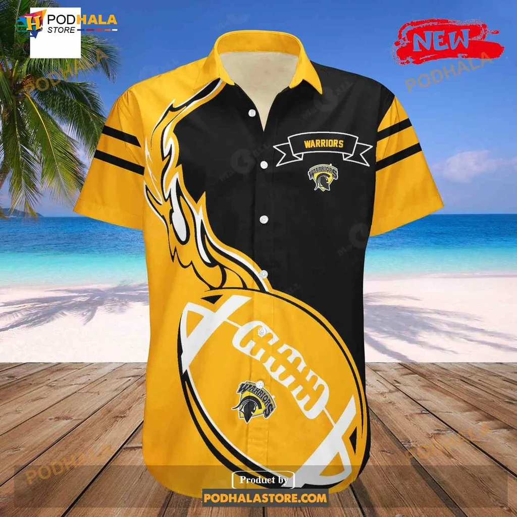 Waterloo Warriors Hawaiian Shirt With Flame Football Design