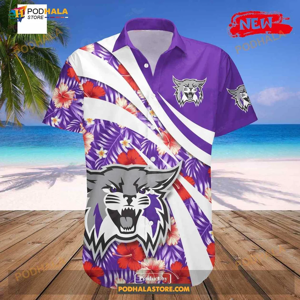 Weber State Wildcats Hawaiian Shirt With Vibrant Hibiscus Design